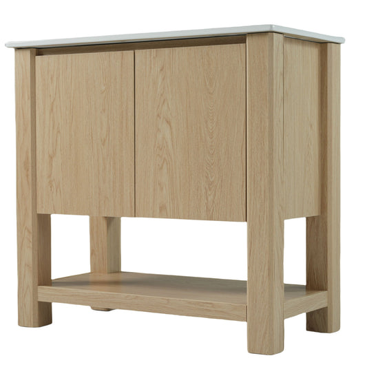 Modern Bathroom Vanity With Rectangle Ceramic Sink, Soft Closing Doors