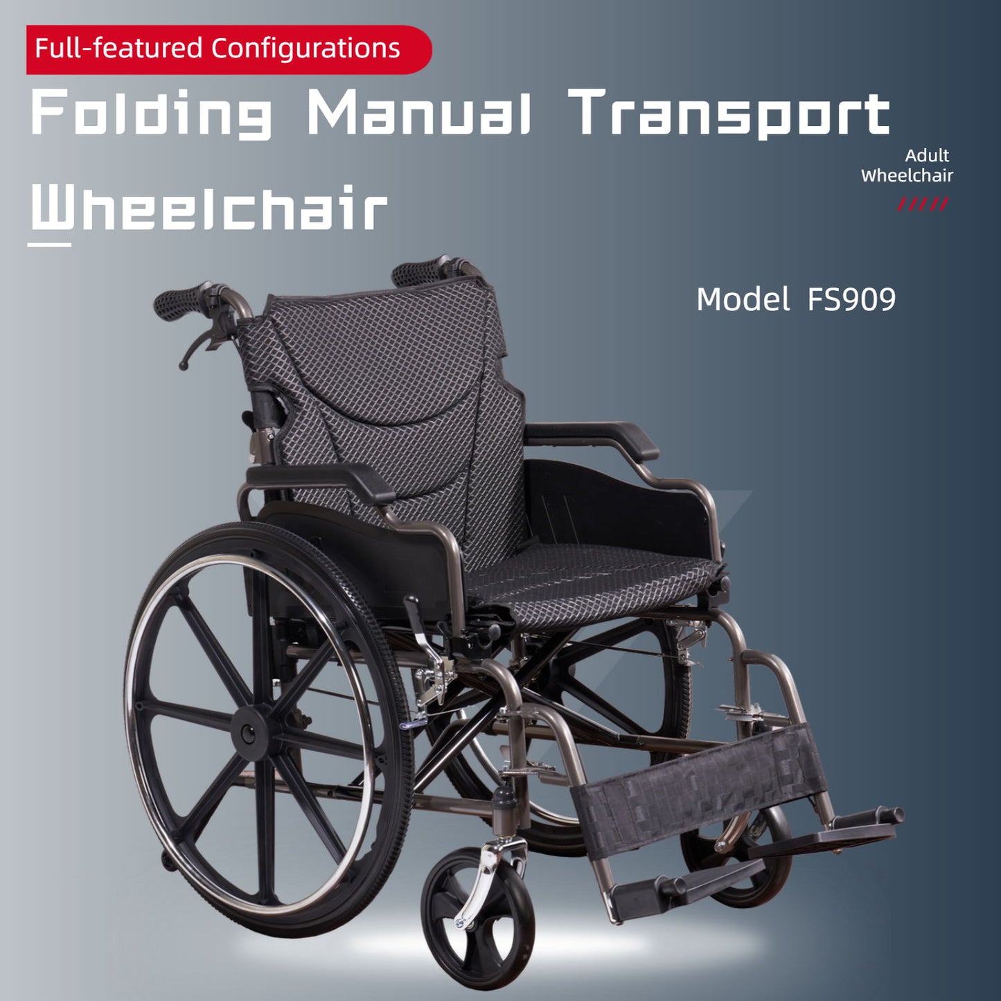 Heavy-Duty Manual Wheelchair For Adults With Double X Force Support