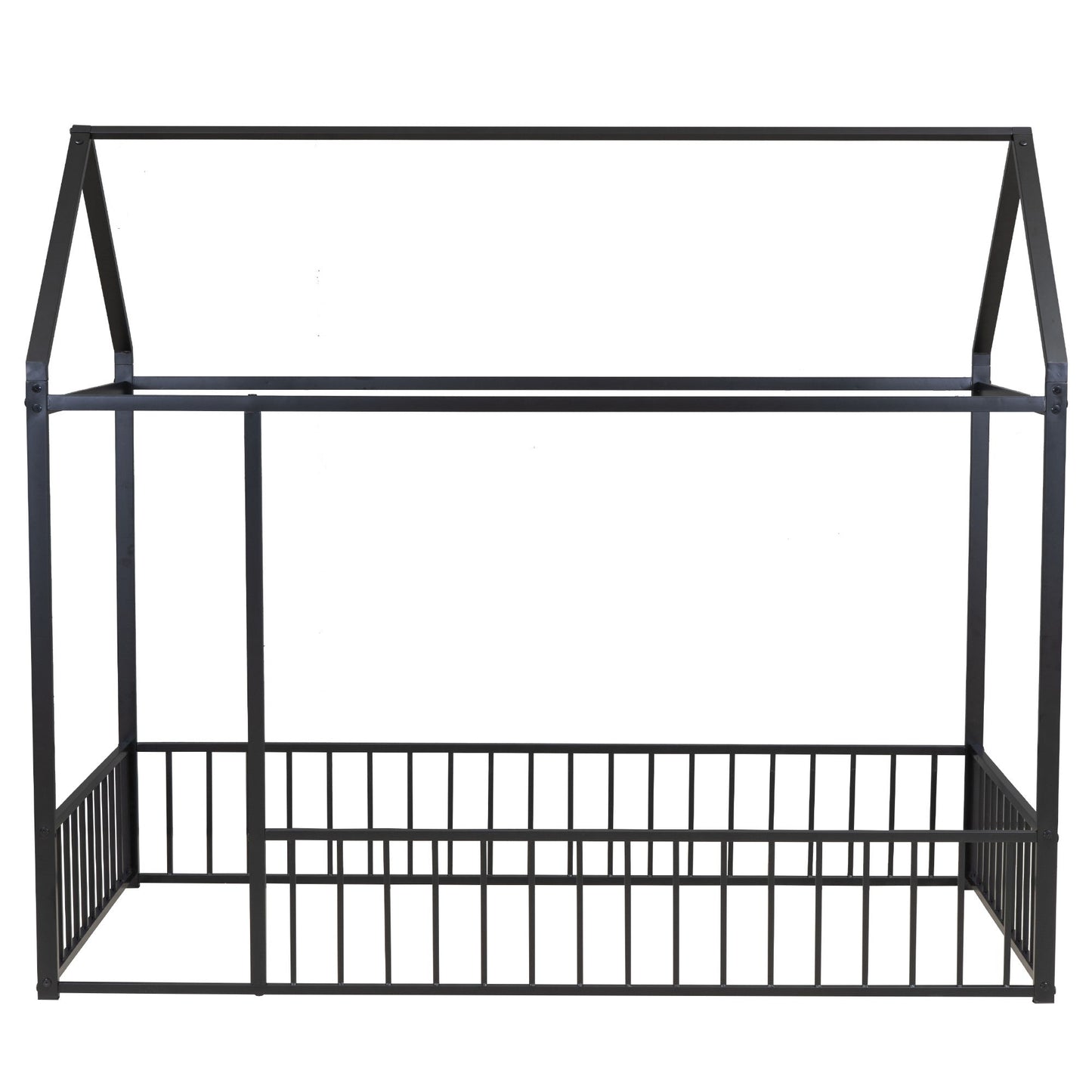 Metal Bed House Bed Frame With Fence