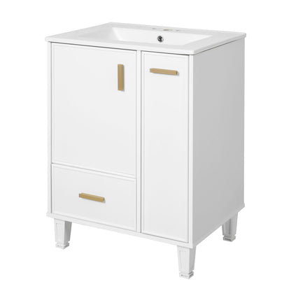 Bathroom Vanity With Sink, Deep Drawer, Door Shelf, 2 Tier Basket