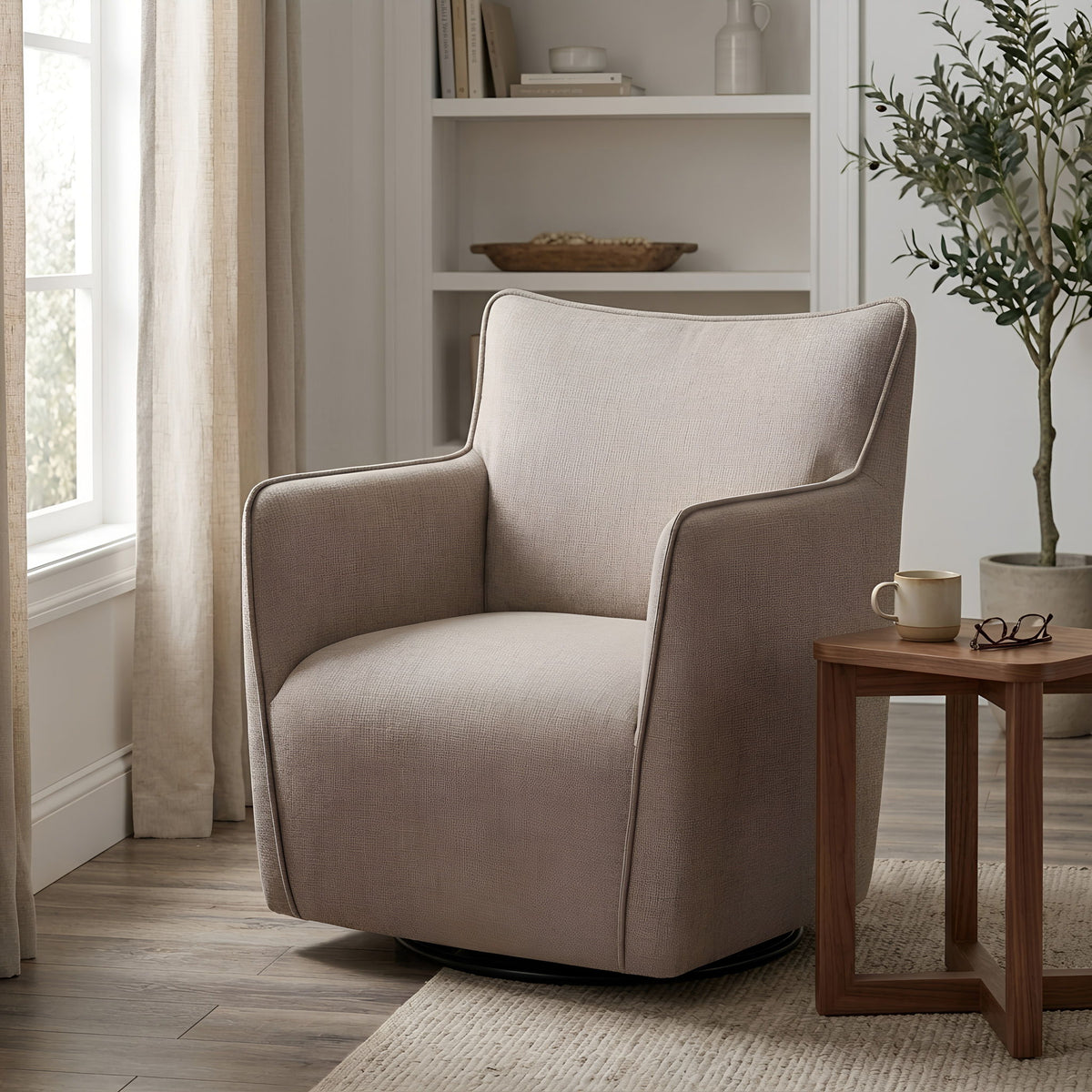 Ayla - Swivel Accent Chair With Matching Lumbar Pillow
