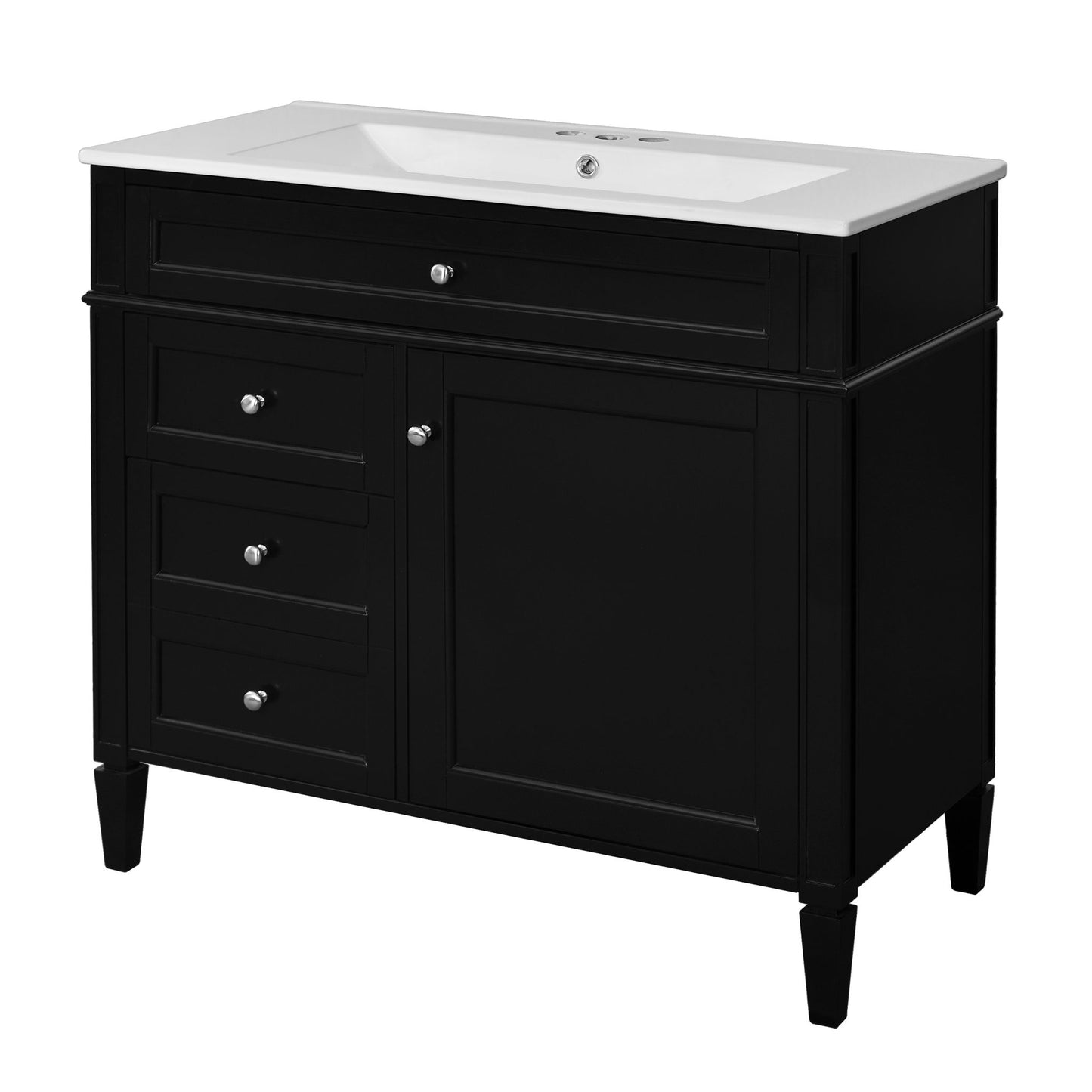 Bathroom Vanity With Mirror Cabinet, Storage Cabinet With 2 Soft Closing Doors And 4 Drawers, Undermount Sink
