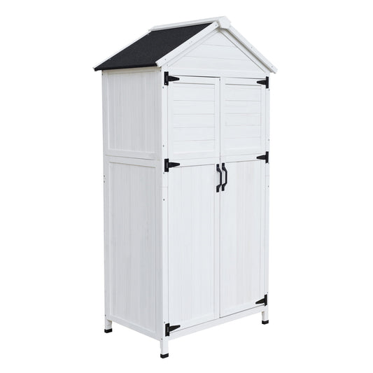 Storage Shed With Double Doors For Outdoor Garden Tool Organization - White