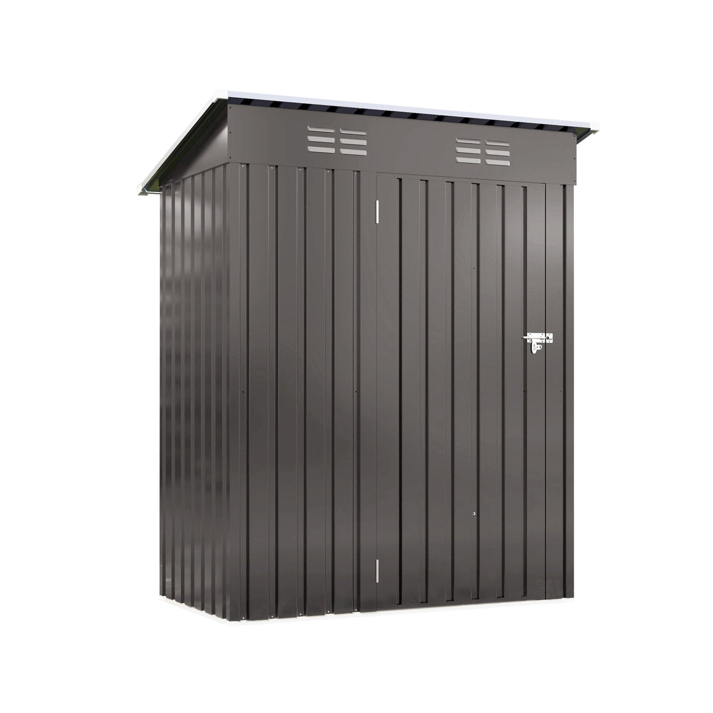 5 X 3 Ft Durable Metal Shed Outdoor Storage Shed With Pitched Roof And Lockable Door - Gray