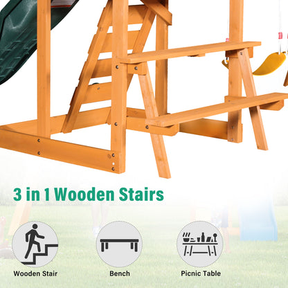 Children's Playset 3 In 1 With Slide, Swings, And Climber