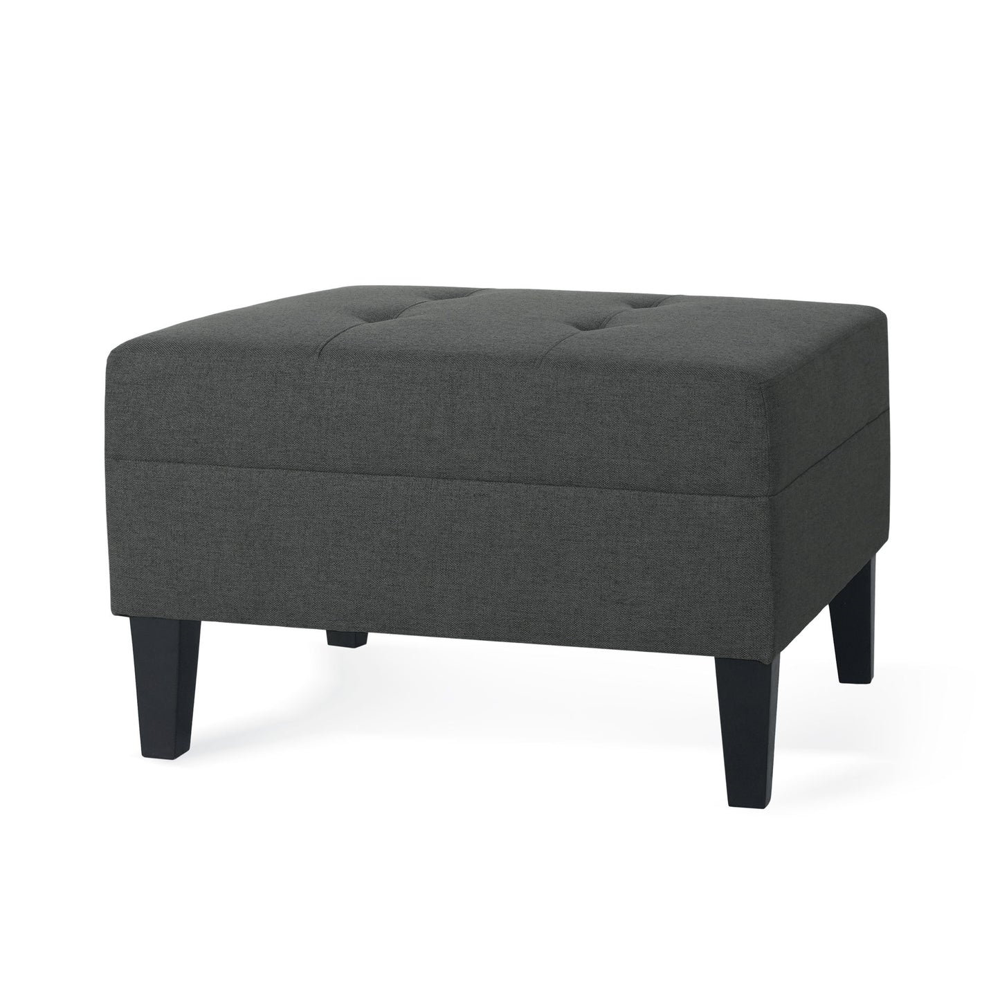 Ottoman With Birch Wood Legs And Cushioned Top For Comfort