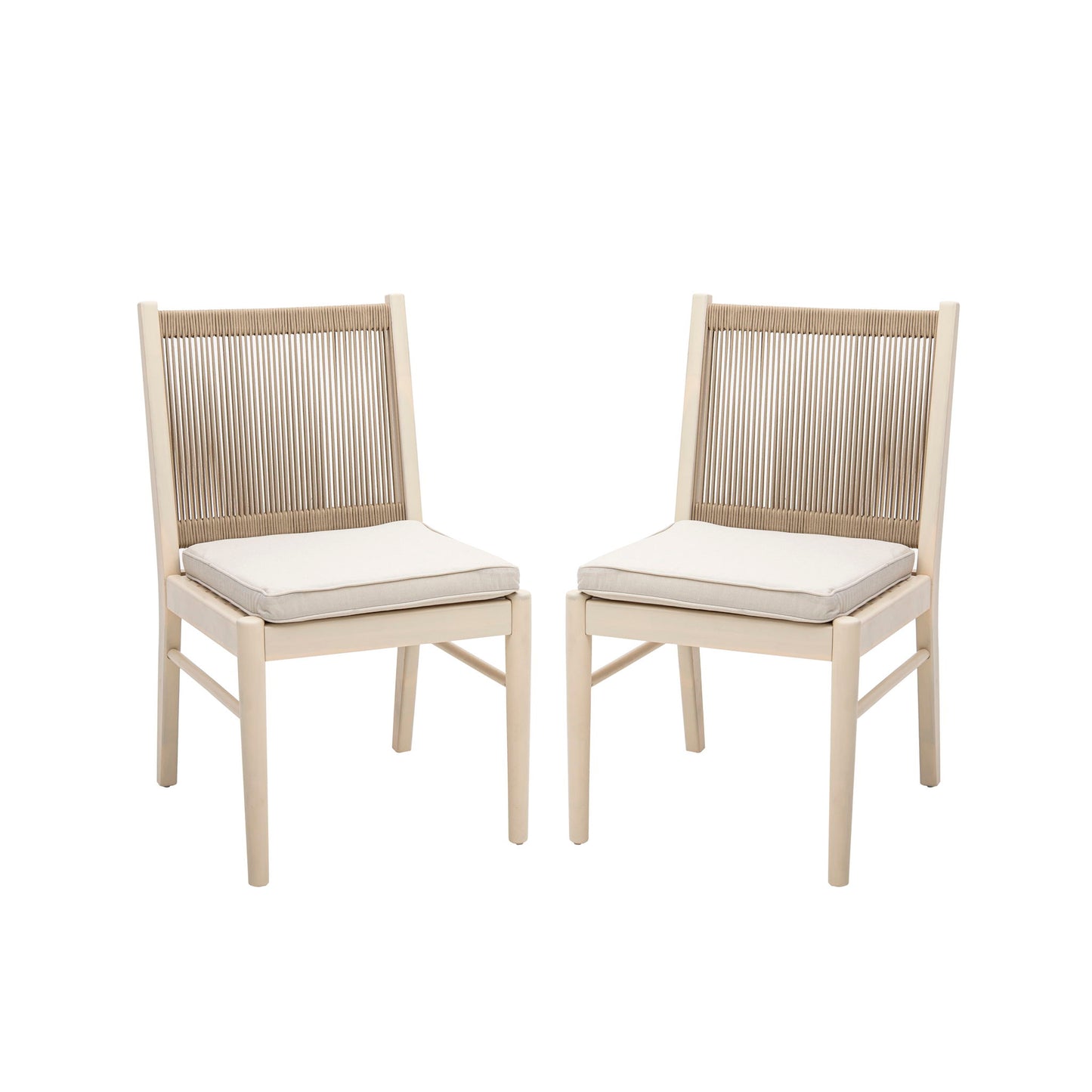 Cordoba - Dining Chair (Set of 2) With Acacia Wood Frame And Water Repellent Fabric - Beige / Yellow