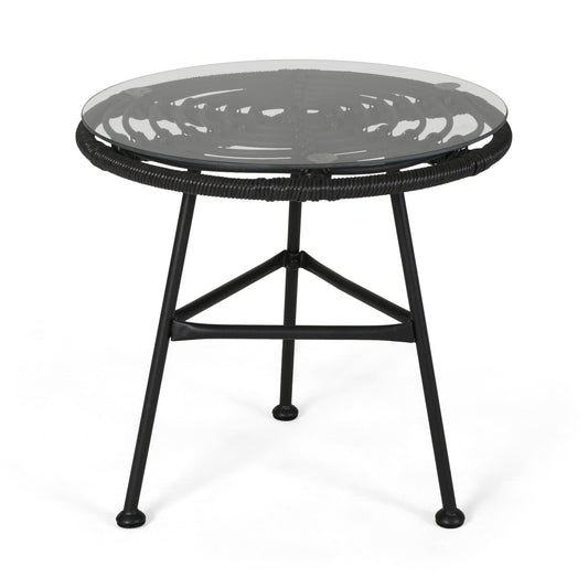 Petrichor - Outdoor Side Table With Tempered Glass And Steel Frame