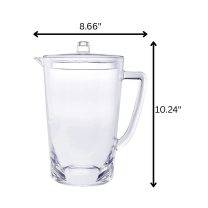 Halo - Oval Design Unbreakable Plastic Water Pitcher With Lid Acrylic, 2.75 Quarts - Clear