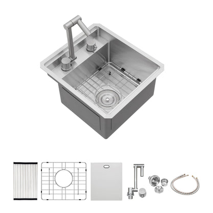 Modern Undermount Bar Sink With Folding Faucet