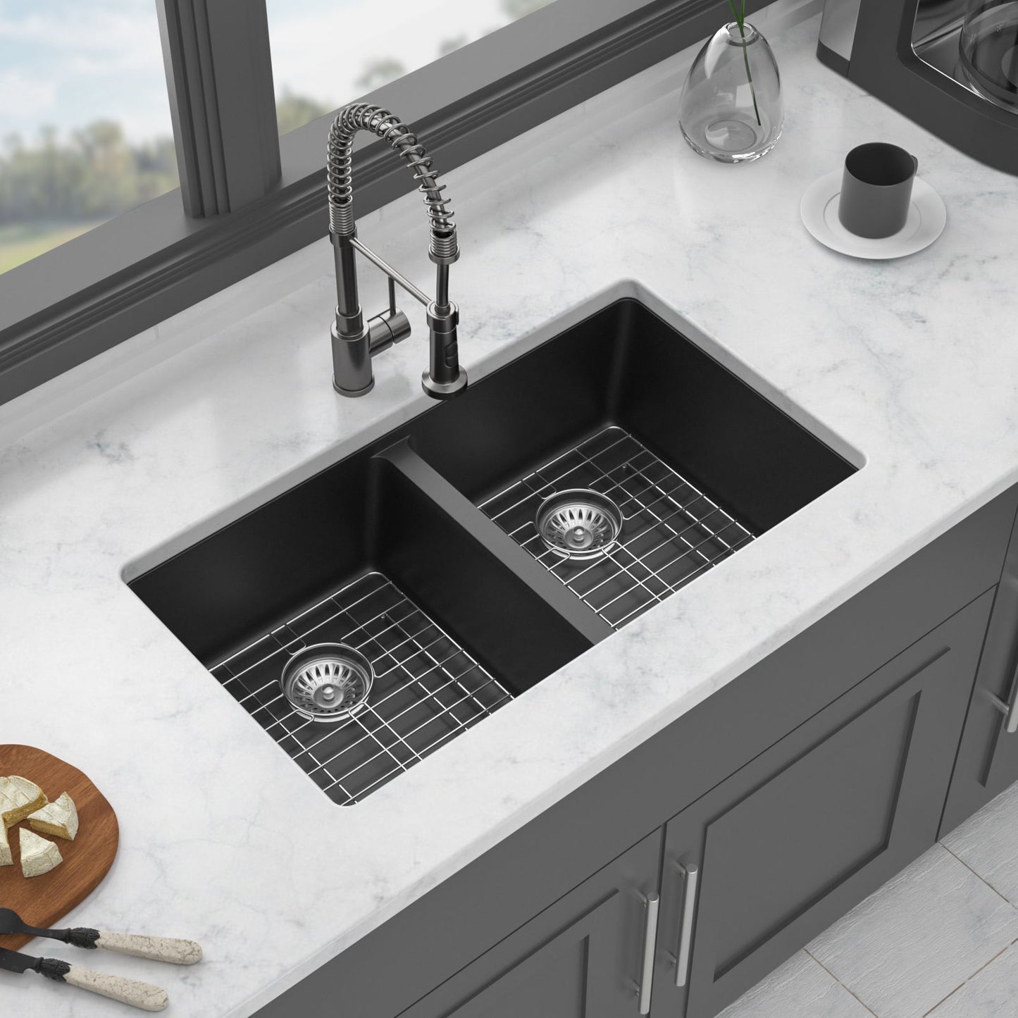 Granite Composite Double Bowl Undermount Kitchen Sink