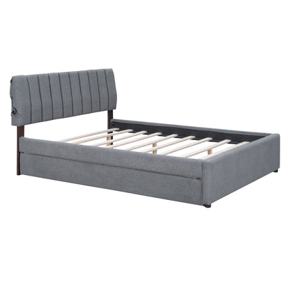 Upholstered Platform Bed With Trundle