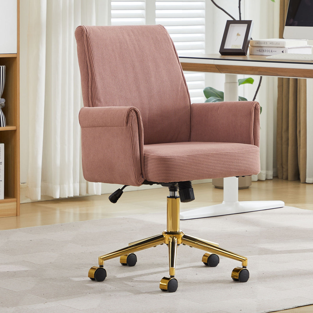 Ergonomic Mid-Back Office Chair With Gold Base