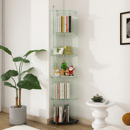 5 Tier Diamond Glass Display Case With 5 Dynamic LED Modes - Black