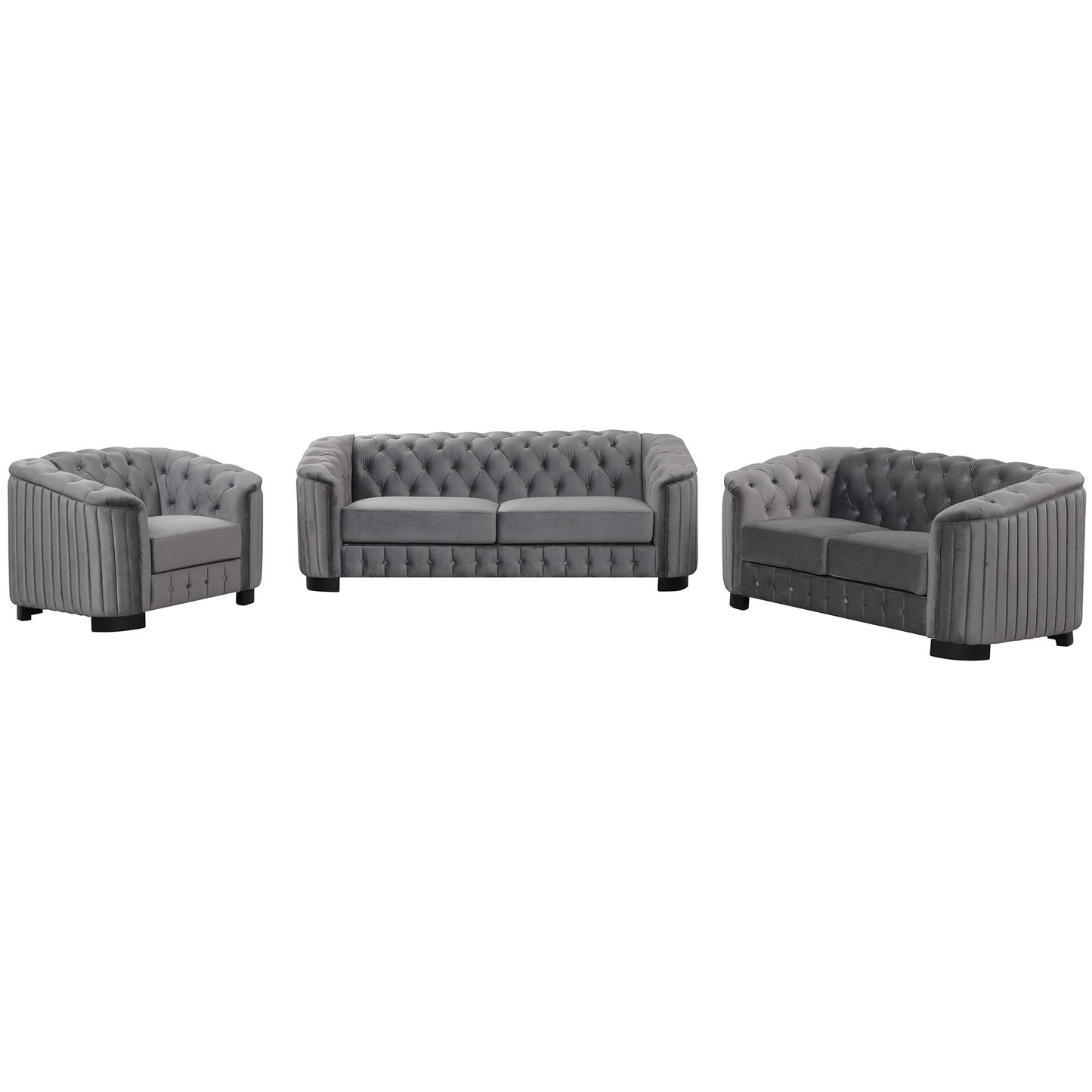 Upholstered 3 Piece Sofa Set With Legs