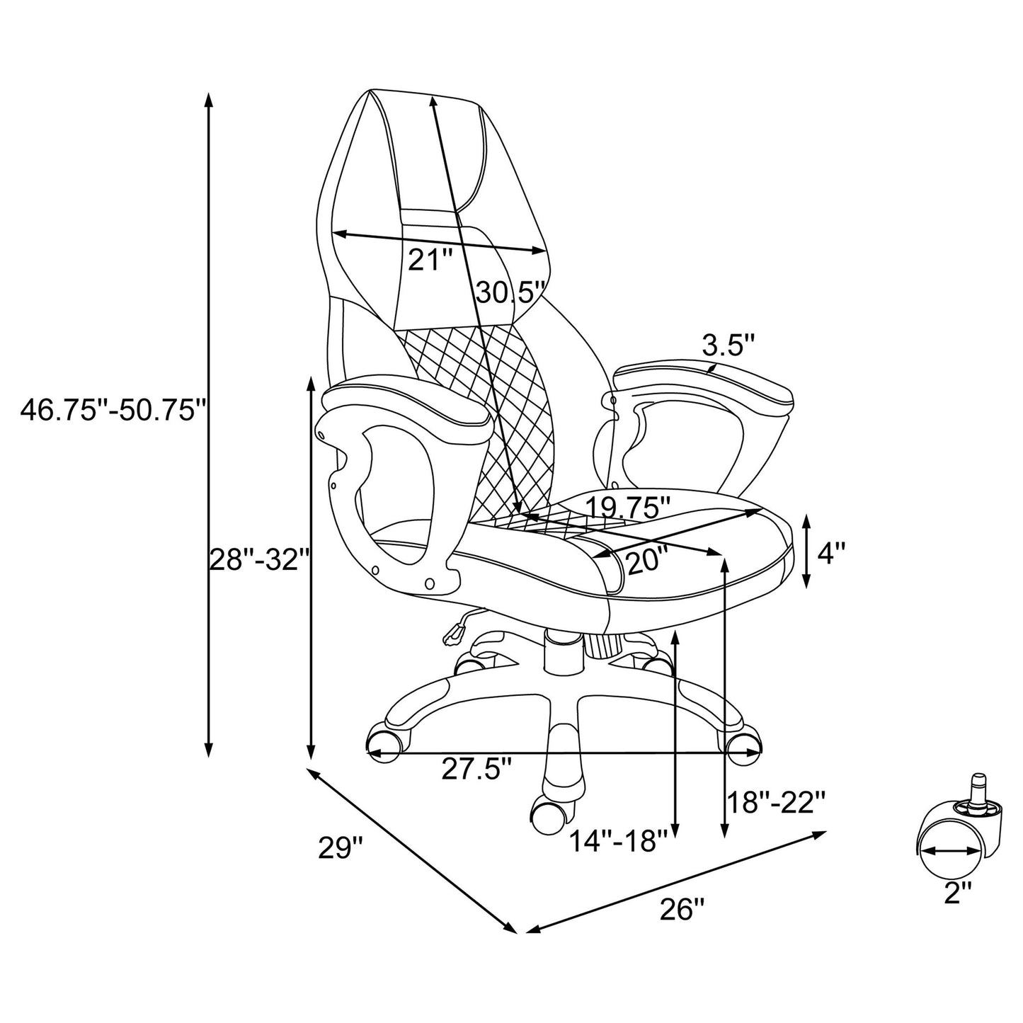 Bruce - Upholstered Adjustable Home Office Chair With Ergonomic Support And Smooth Swivel Function - Black