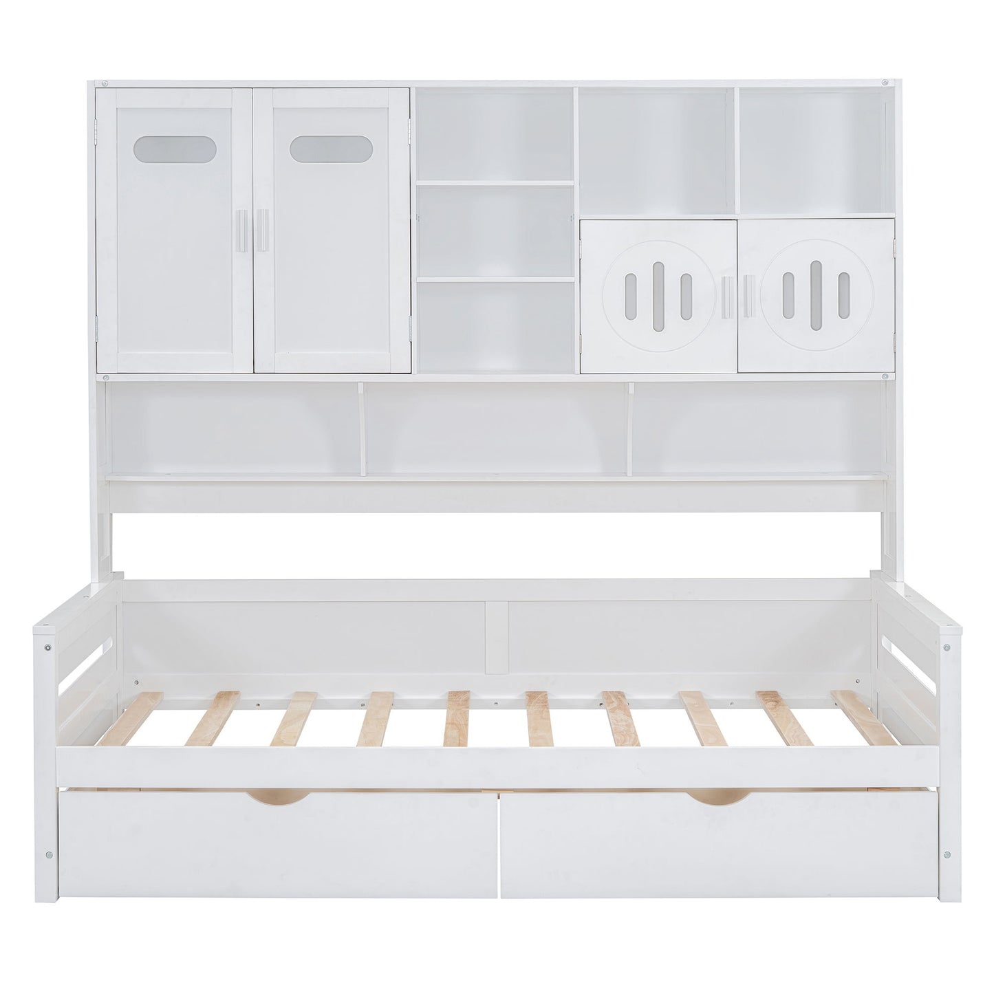 Daybed With All-In-One Cabinet And Shelf