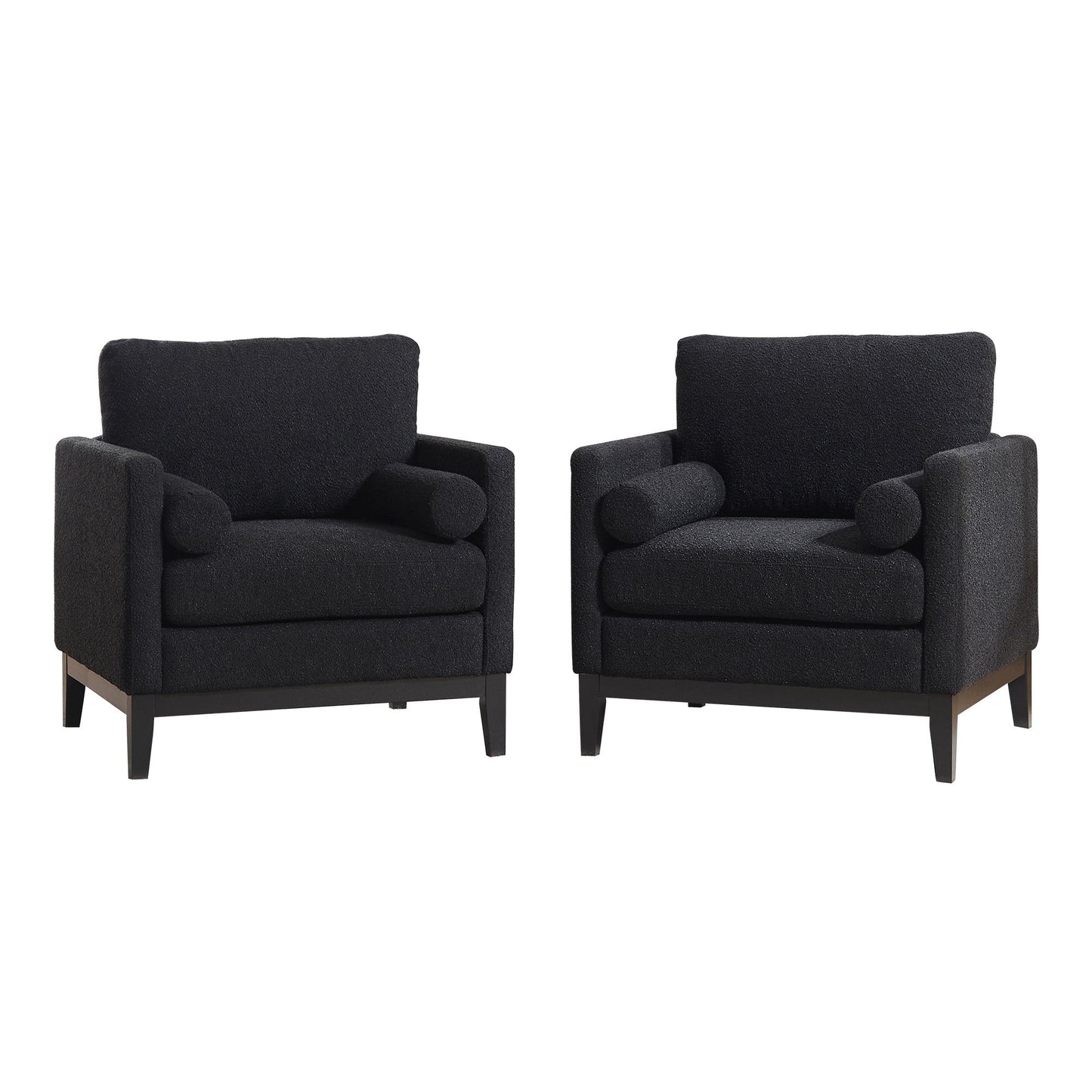 Wide Modern Farmhouse Performance Accent Chair With Legs, Wood Base