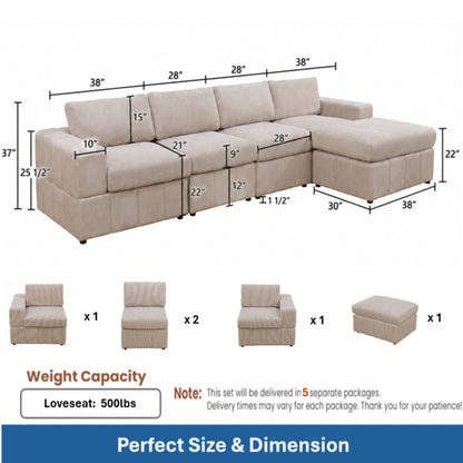 Modular Sectional Sofa, Reversible Set