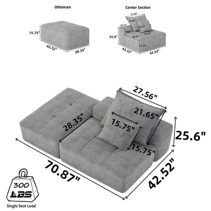 Modern Oversized Modular Sectional Sofa, Sparkling Chenille Fabric Soft Cushions With 2 Pillows