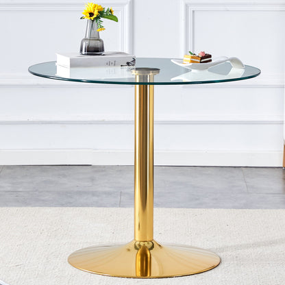 Modern Minimalist Round Dining Table With Glass Top