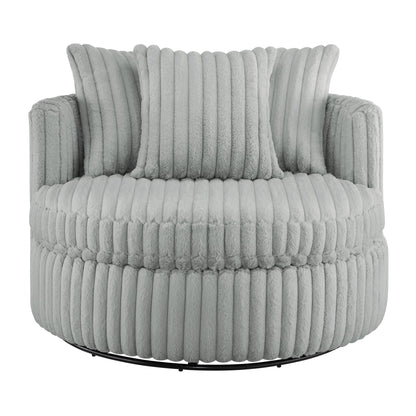 Mindy - Oversized Swivel Barrel Chair - Gray