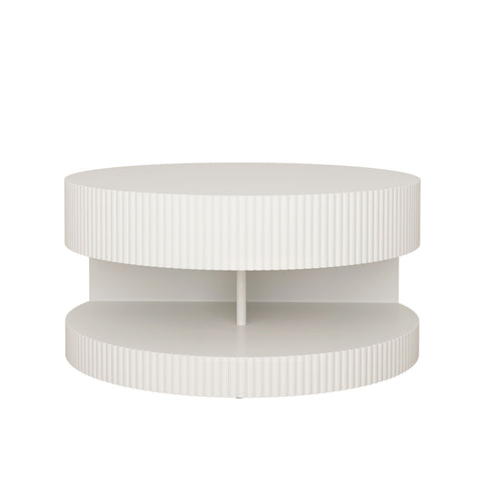 Round Coffee Table With Storage, Vertical Stripe Design