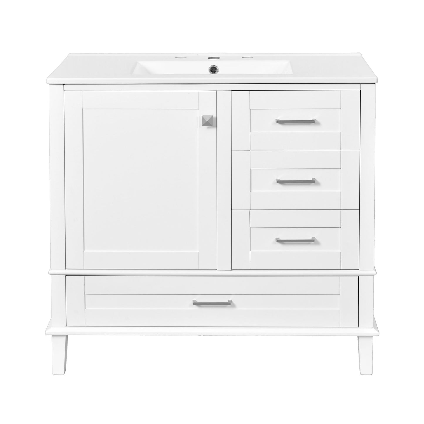 Bathroom Vanity, Modern Bathroom Cabinet With Sink Combo Set, Bathroom Storage Cabinet With A Soft Closing Door And 3 Drawers, Solid Wood Frame