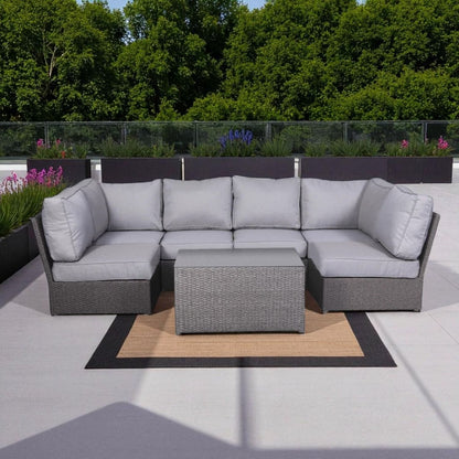 Comfortable Modern Patio Rattan Sectional Set With Cushions