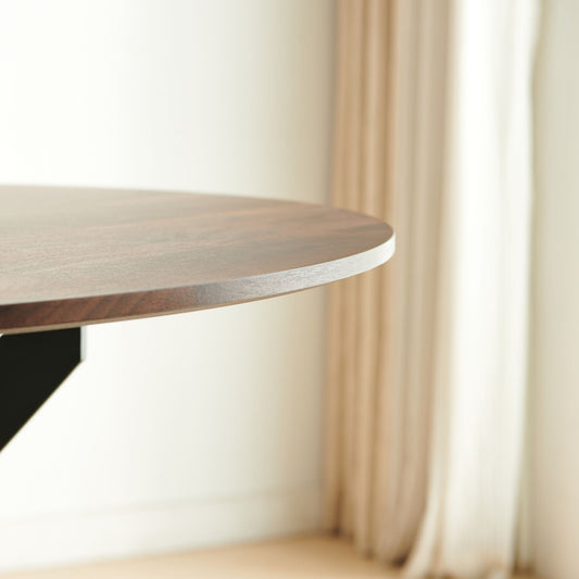 Mid-Century Dining Table For 4 - 6 People With Round Table Top, Pedestal Dining Table, End Table Leisure Coffee Table, Cross Leg