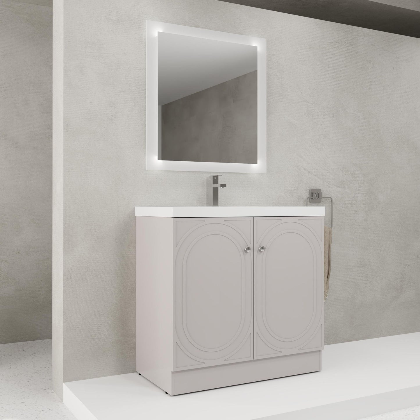 Contemporary Freestanding Bathroom Vanity With Resin Sink & Soft-Close Cabinet Doors