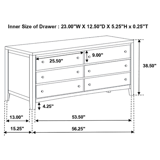 Wedgewood - 6 Drawers Dresser - Cappuccino