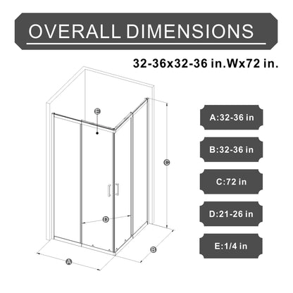 Corner Sliding Shower Door & Base Combo Kit With Magnetic (No Drain Kit)