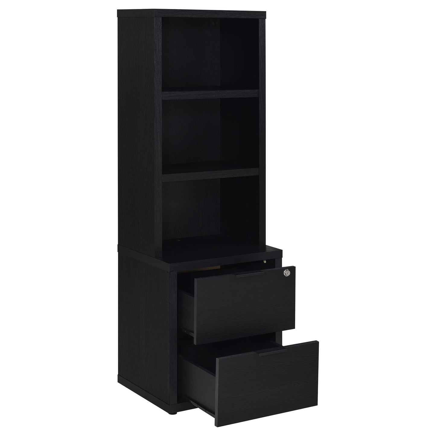 Multifunctional Bookcase With Three Open Shelves, 2 Drawers, Dual USB Charging Outlet