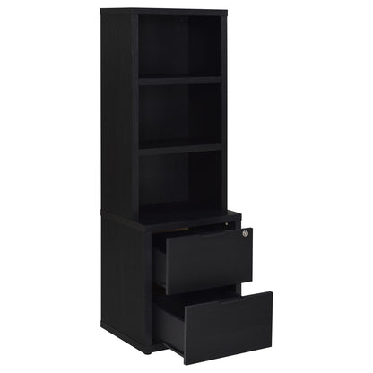 Multifunctional Bookcase With Three Open Shelves, 2 Drawers, Dual USB Charging Outlet