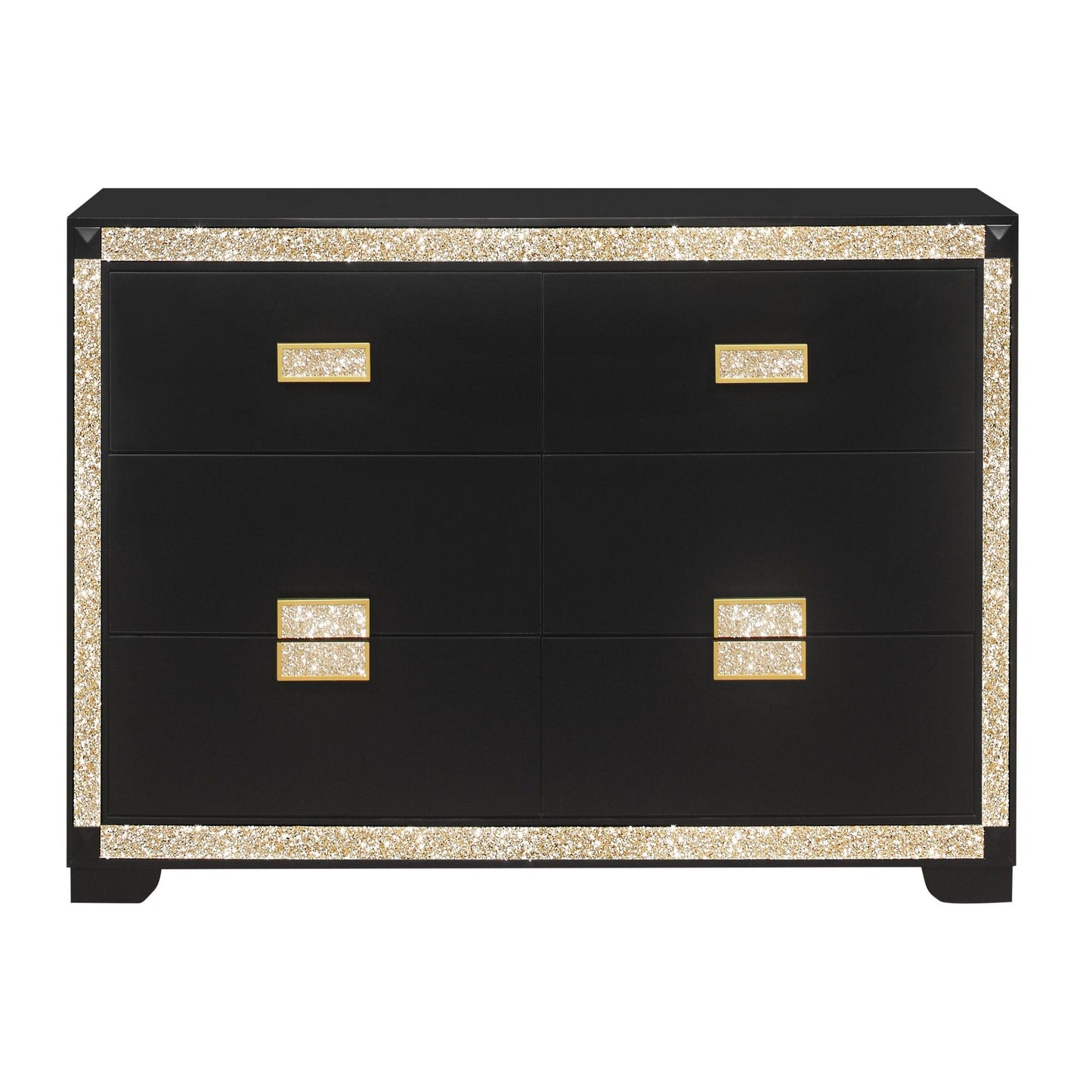 Lively - Dresser With Glitter Detail And Thick Bar Handle Hardware - Black