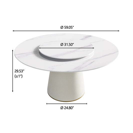 Modern, Round Black Carbon Steel Base Dining Table, Can Accommodate 6 People