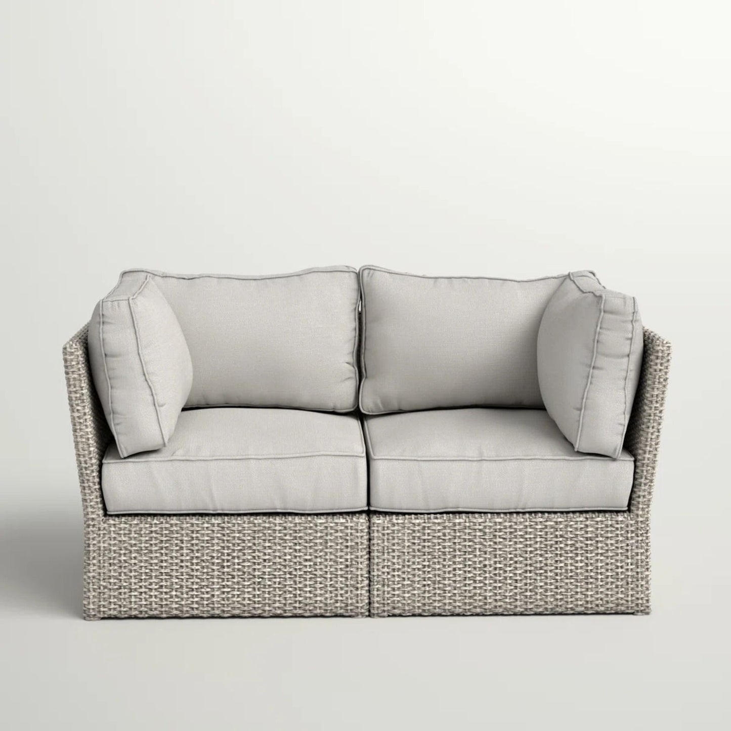 Modern Patio Wicker Loveseat With Cushions