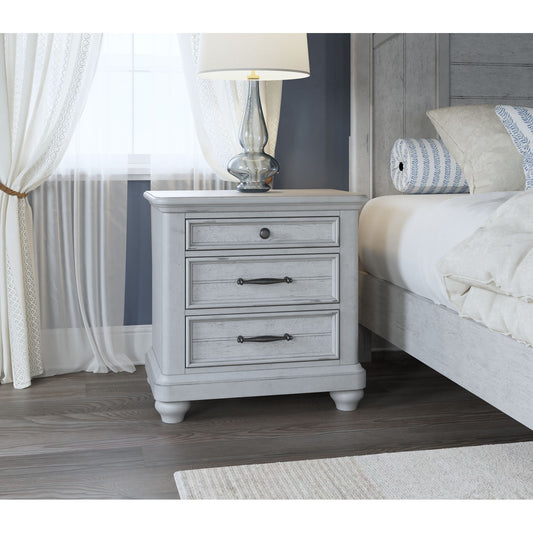 3 Drawer Nightstand With USB - Gray - Wood