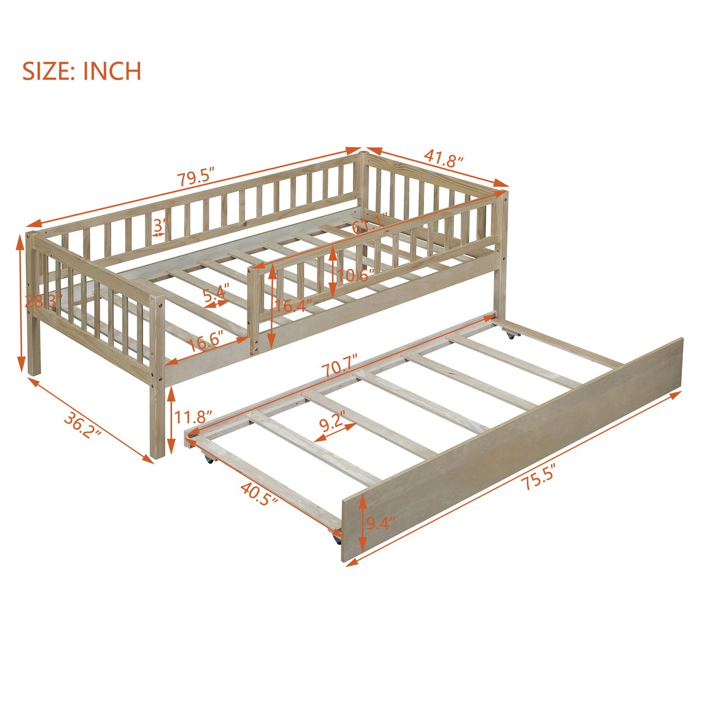 Multi Functional Wooden Daybed Bed