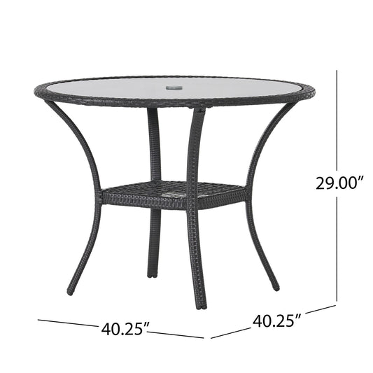 Bistro Table With Iron Frame And Glass Top - Gray