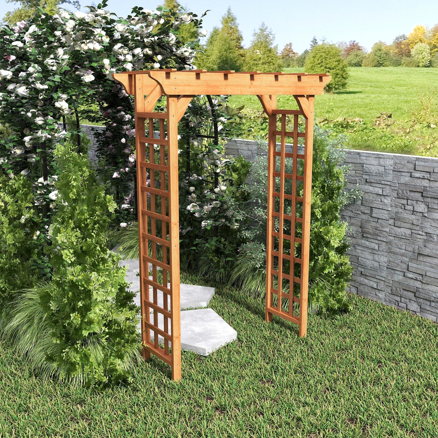 Arbor, Wedding Arch For Ceremony, Trellis For Plant Climbing, Christmas Decor Pergola For Garden Backyard - Yellow
