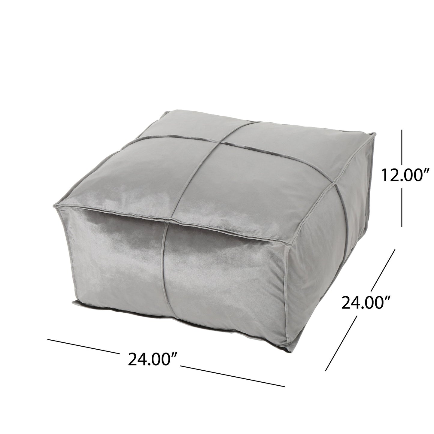 Nati - Square Pouf Ottoman And Floor Cushion - Smoke