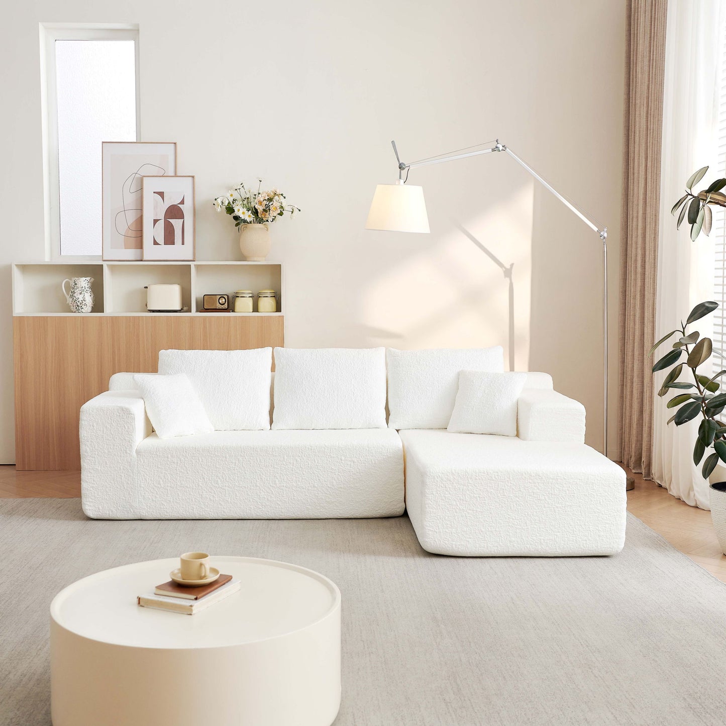 Modular Cloud Sectional Couch With L Shape Chaise, Deep Seat