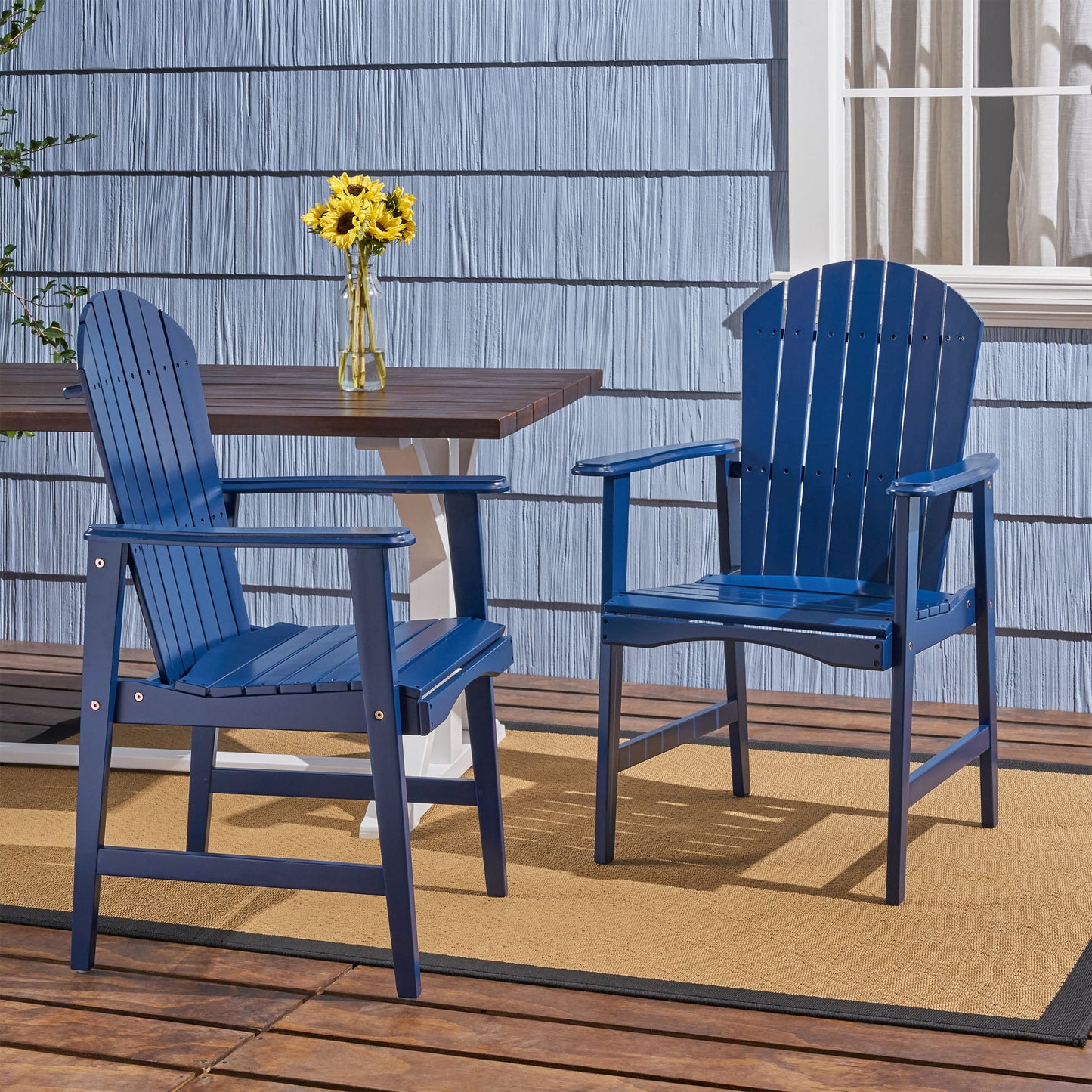Outdoor Weather Resistant Acacia Wood Adirondack Dining Chairs (Set of 2)