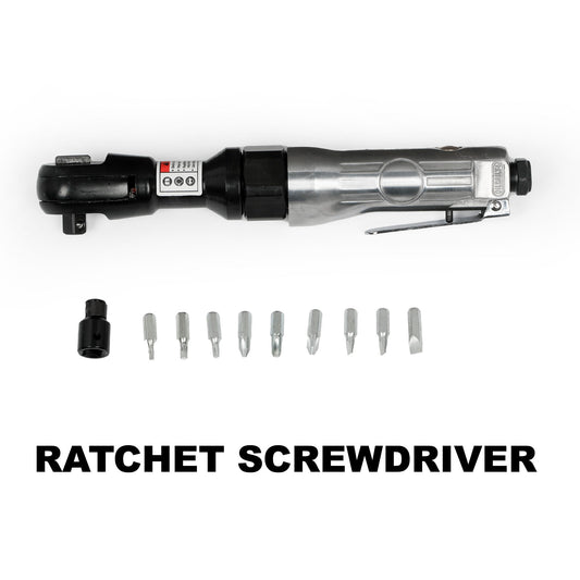 71 Piece Air Tool And Accessories Kit, Impact Wrench, Air Ratchet, Die Grinder, Aire Hammer, Hose Fittings, Storage Case - Black / Silver