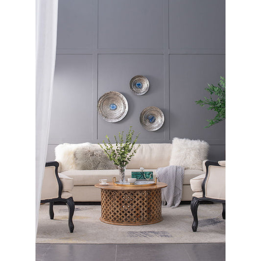 Textured Oversized Disc, Wall Decor For Living Room (Set of 3) - Multicolor