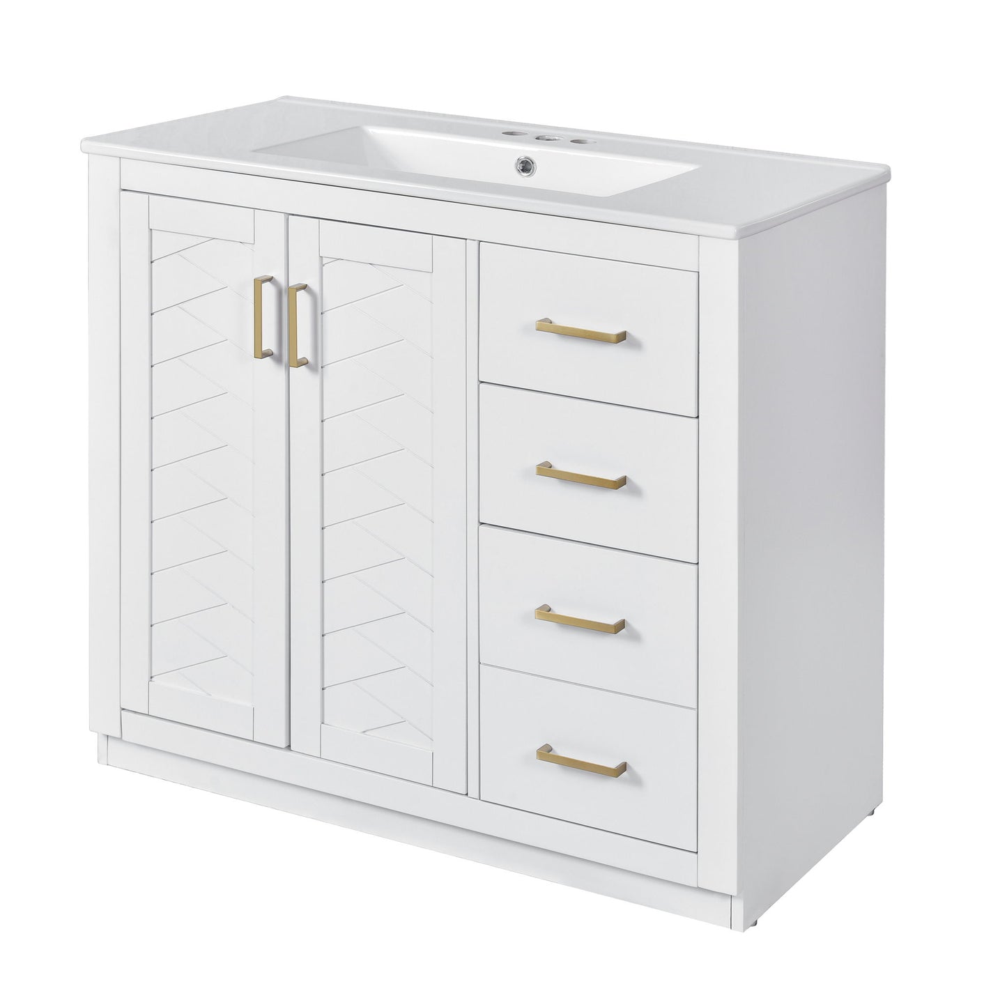 Bathroom Vanity With Sink Combo, Storage Cabinet, Freestanding Set With 3 Drawers & Soft Closing Doors