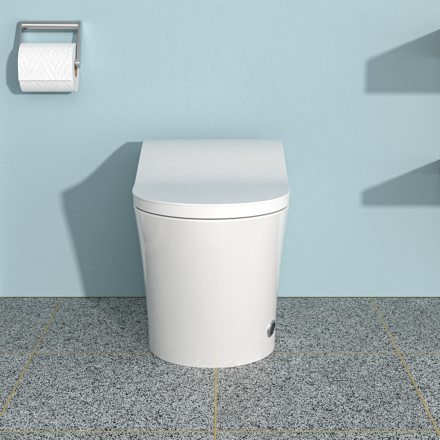 Smart Bidet Toilet Combo With Auto Open & Close, Heated Seat, Foot Sensor Flush, LED Display, Ceramic - White