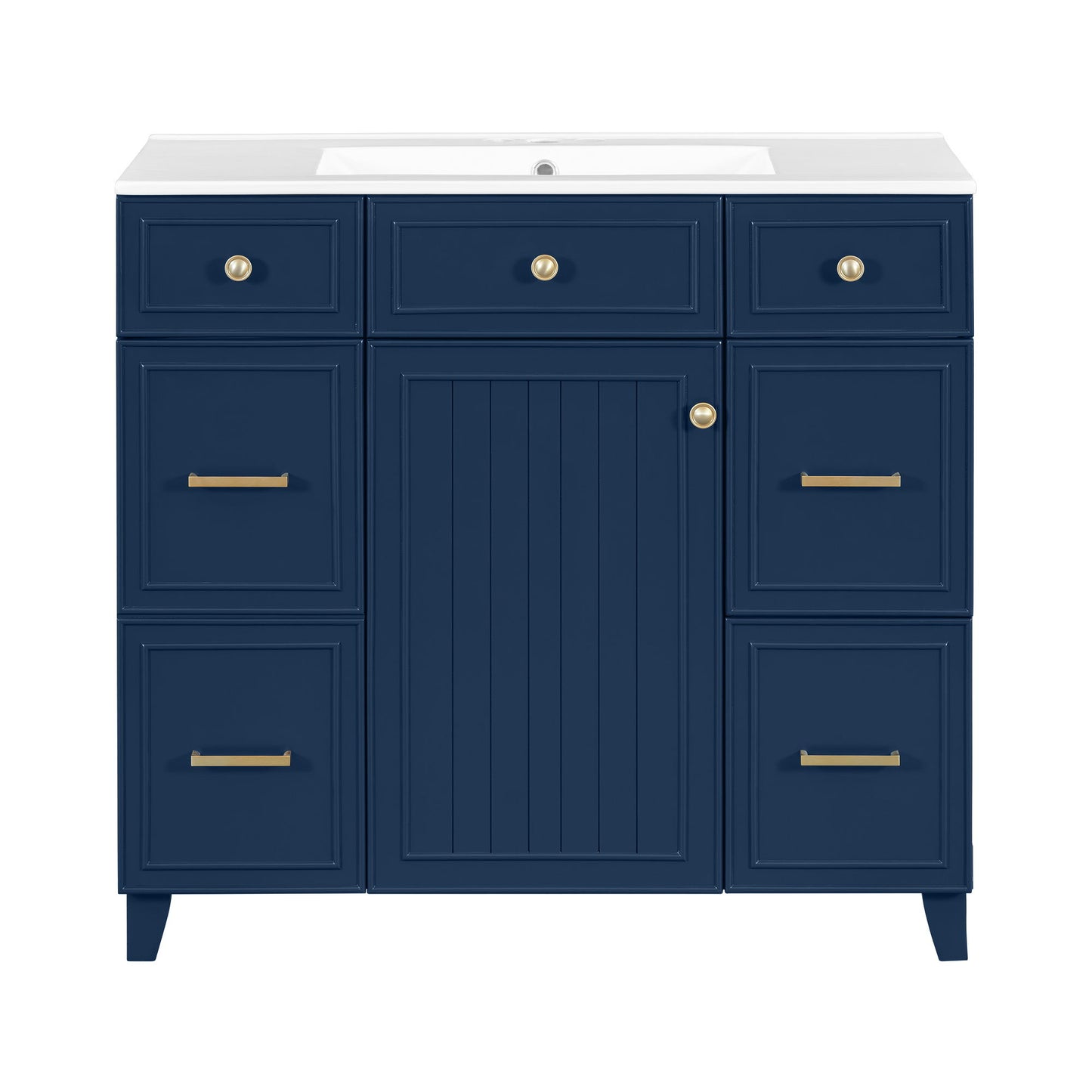 Bathroom Vanity With Ceramic Sink, Soft Close Doors, Adjustable Shelves